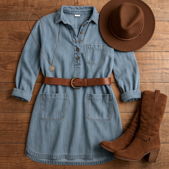Old Navy Dresses & Skirts - Boho Vintage inspired Denim Tunic Dress – Old Navy Size Large